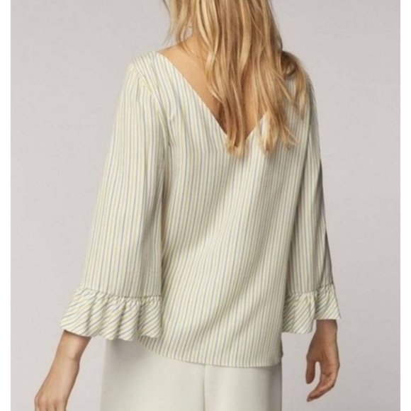 Massimo Dutti Striped V Back Bell Sleeve Top - Picture 4 of 8